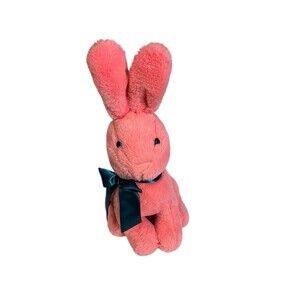 Pink Stuffed Bunny Rabbit With Green Bow. 17” Great For Easter Or Anytime.
